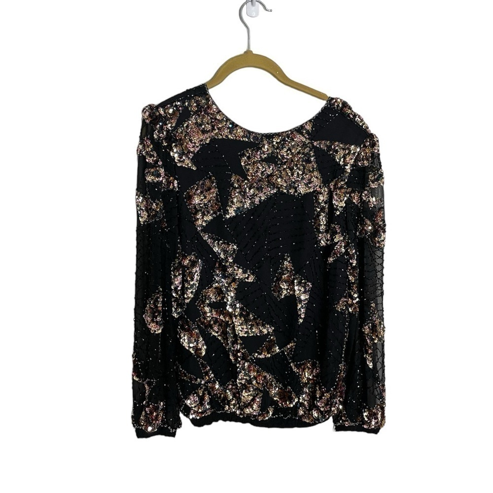 Vintage Oleg Cassini Beaded Blouse Small Shoulder Pads